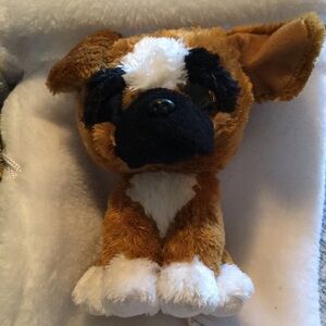 Plush Dog Toy - Brown and White